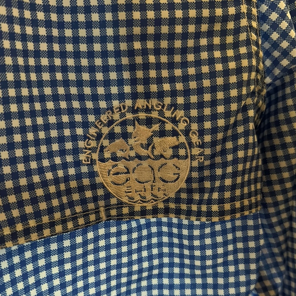 Mossy Oak Blue Casual Button Down Shirt with Gingham Pattern - Picture 7 of 7